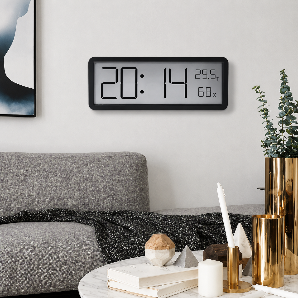 Digital LED Wall Clock Temperature Humidity Display | Calvedo