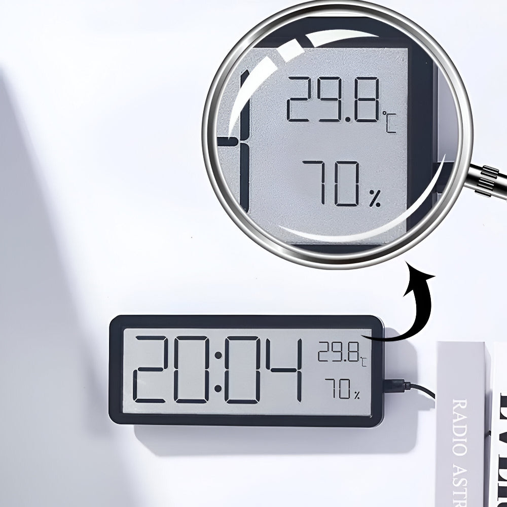Digital LED Wall Clock Temperature Humidity Display | Calvedo