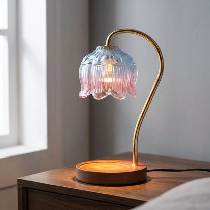 Dimmable Candle Warmer Lamp with Glass Petal Shade