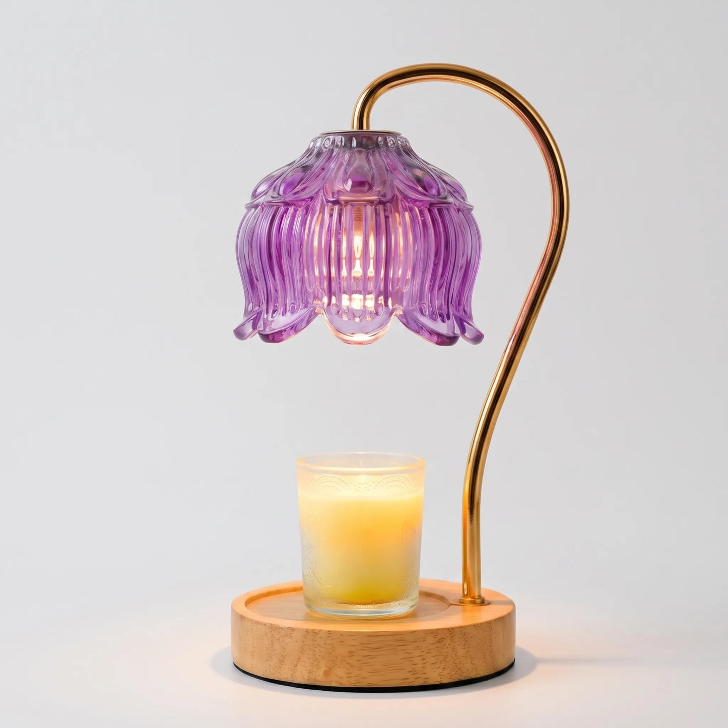 Dimmable Candle Warmer Lamp with Glass Petal Shade