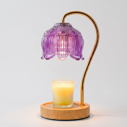 Dimmable Candle Warmer Lamp with Glass Petal Shade