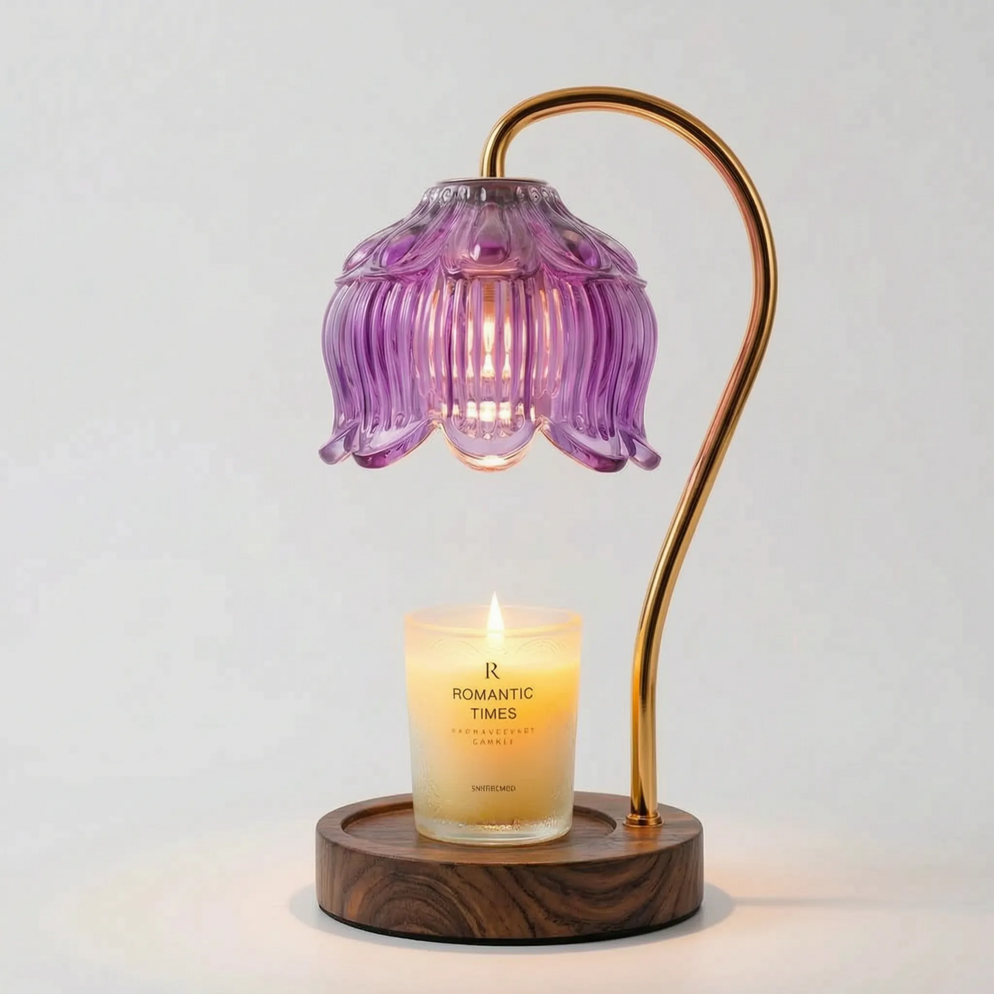 Dimmable Candle Warmer Lamp with Glass Petal Shade