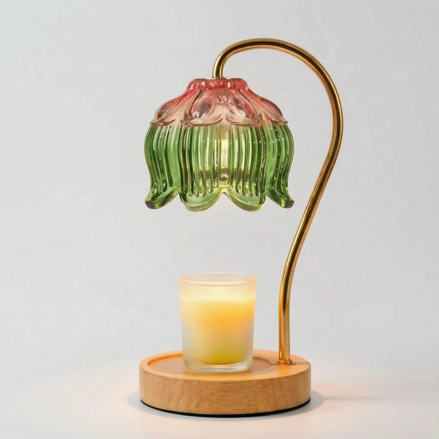 Dimmable Candle Warmer Lamp with Glass Petal Shade