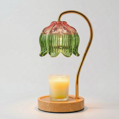 Dimmable Candle Warmer Lamp with Glass Petal Shade