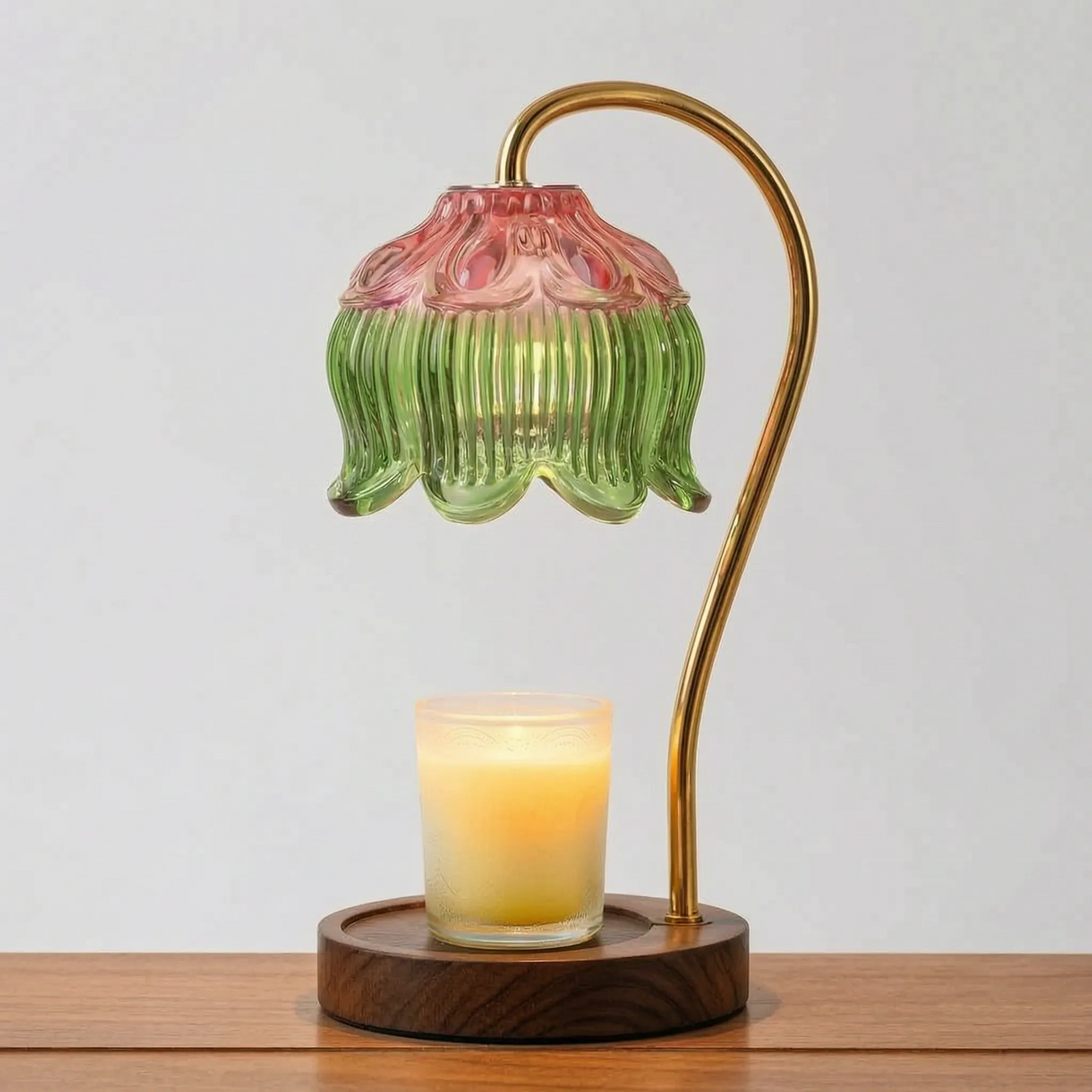 Dimmable Candle Warmer Lamp with Glass Petal Shade