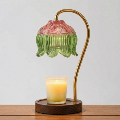 Dimmable Candle Warmer Lamp with Glass Petal Shade