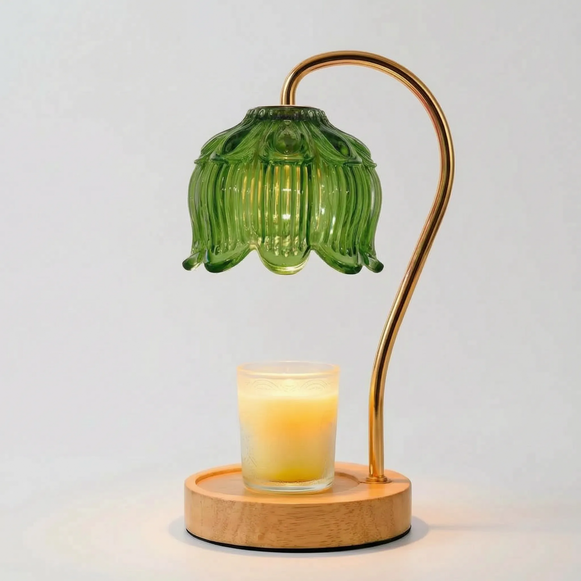 Dimmable Candle Warmer Lamp with Glass Petal Shade