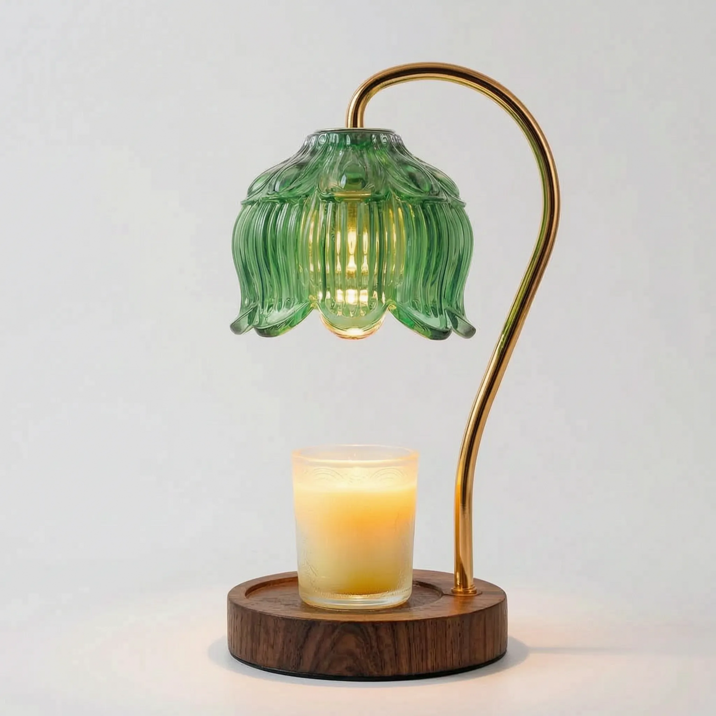 Dimmable Candle Warmer Lamp with Glass Petal Shade