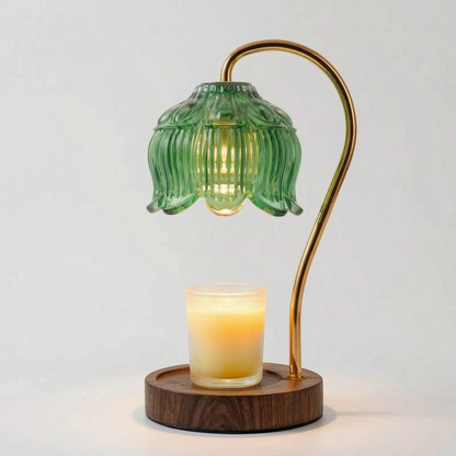 Dimmable Candle Warmer Lamp with Glass Petal Shade
