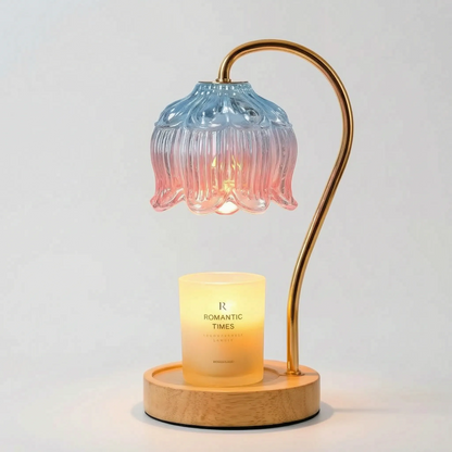 Dimmable Candle Warmer Lamp with Glass Petal Shade