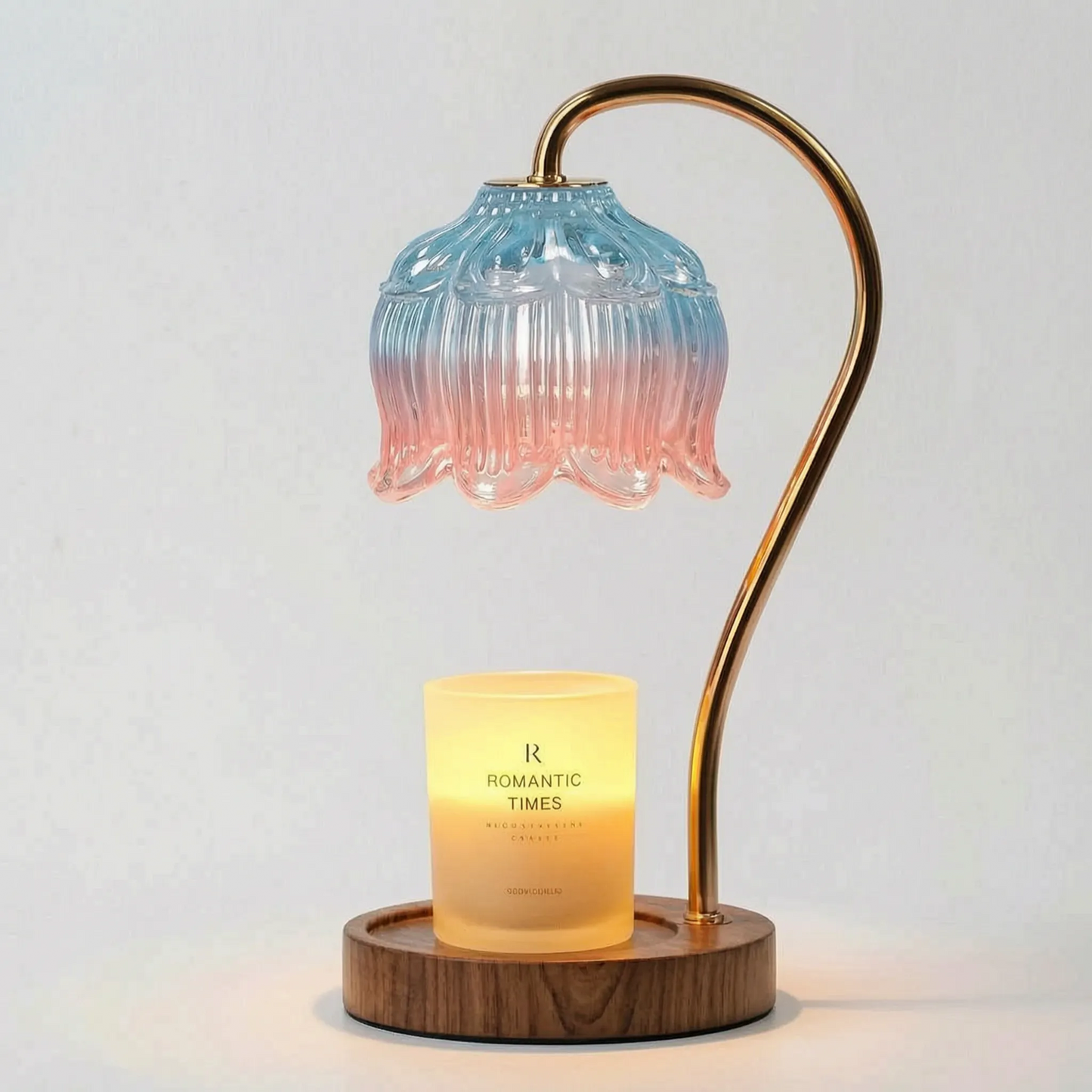 Dimmable Candle Warmer Lamp with Glass Petal Shade