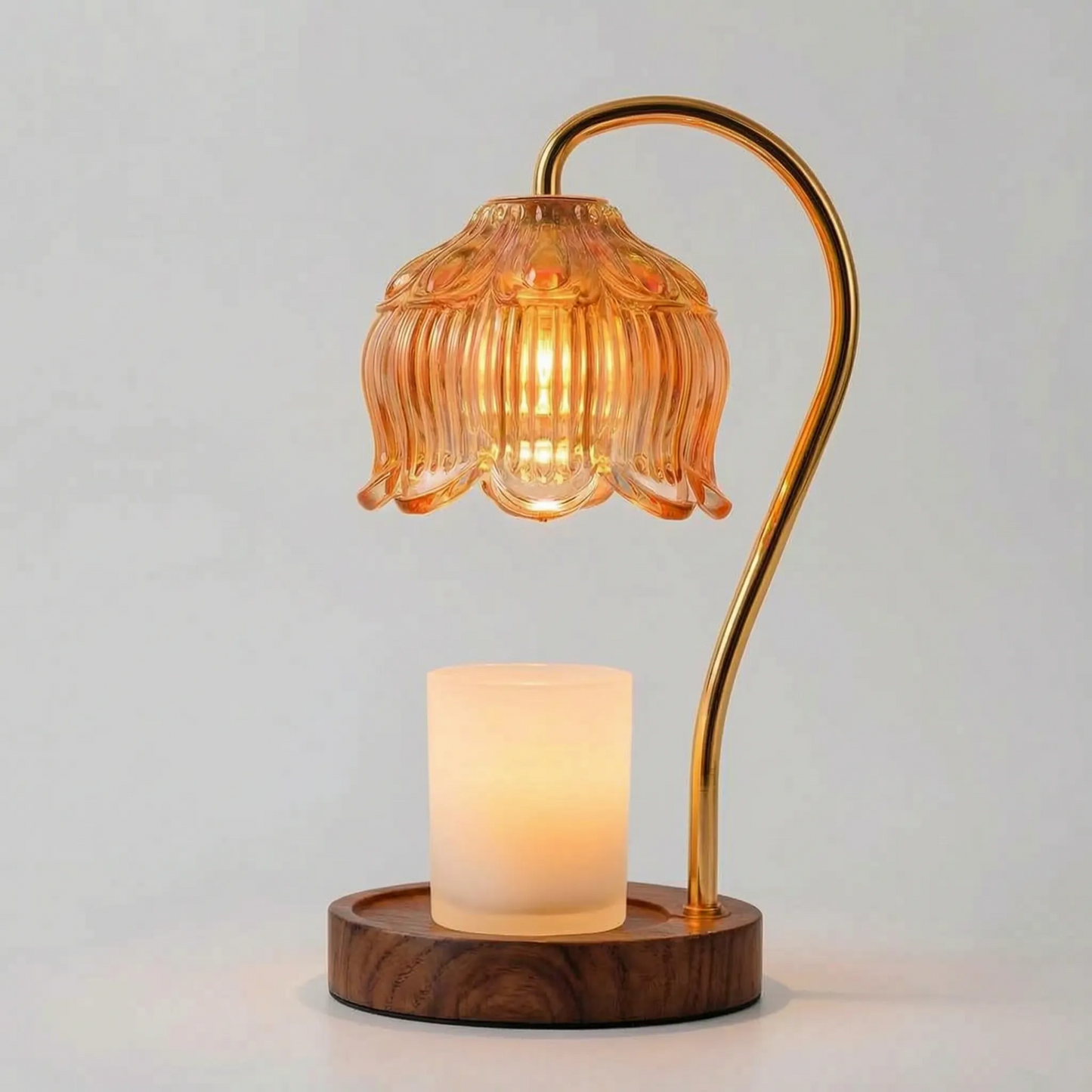Dimmable Candle Warmer Lamp with Glass Petal Shade