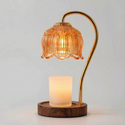 Dimmable Candle Warmer Lamp with Glass Petal Shade