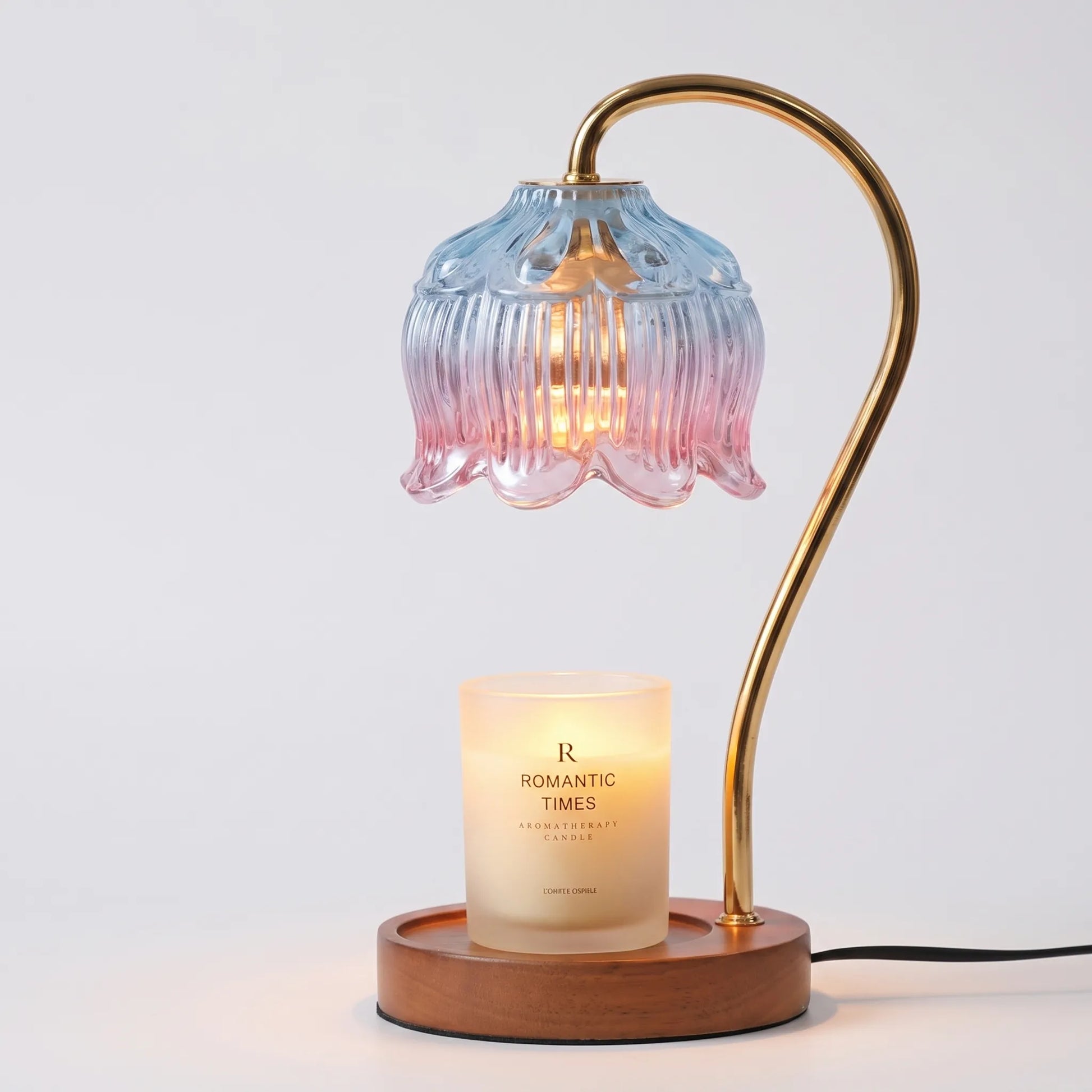 Dimmable Candle Warmer Lamp with Glass Petal Shade