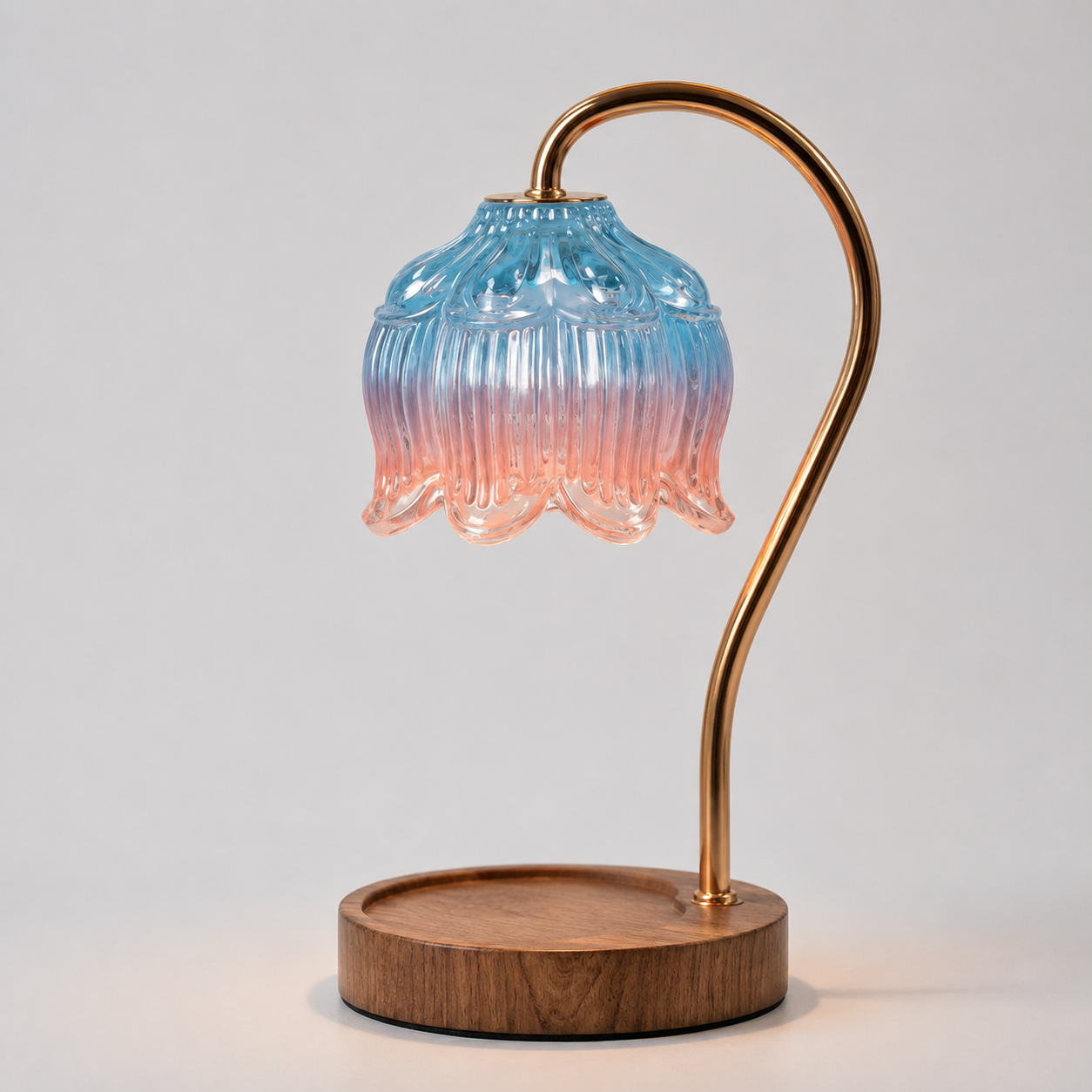 Dimmable Candle Warmer Lamp with Glass Petal Shade