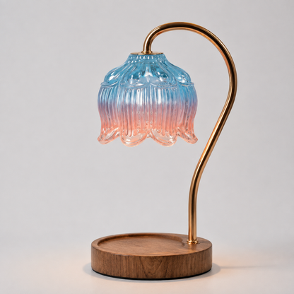 Dimmable Candle Warmer Lamp with Glass Petal Shade