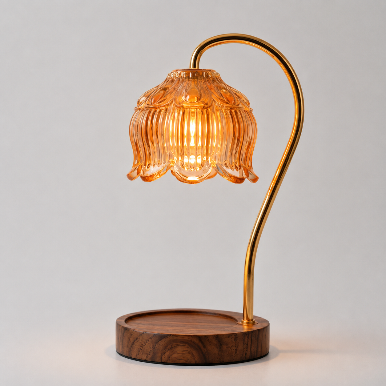 Dimmable Candle Warmer Lamp with Glass Petal Shade