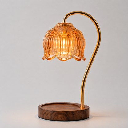 Dimmable Candle Warmer Lamp with Glass Petal Shade