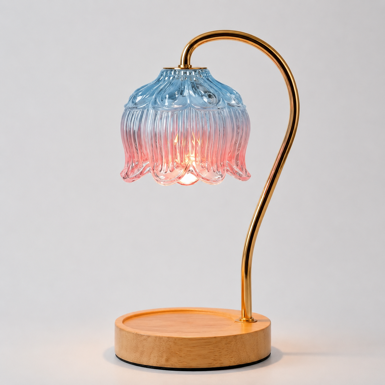 Dimmable Candle Warmer Lamp with Glass Petal Shade