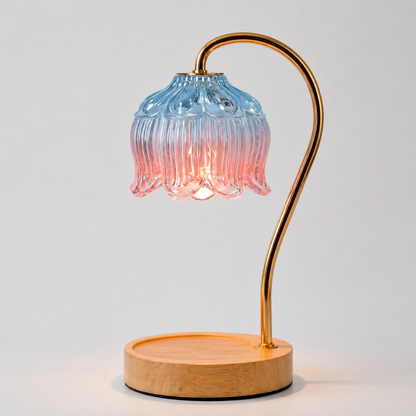 Dimmable Candle Warmer Lamp with Glass Petal Shade