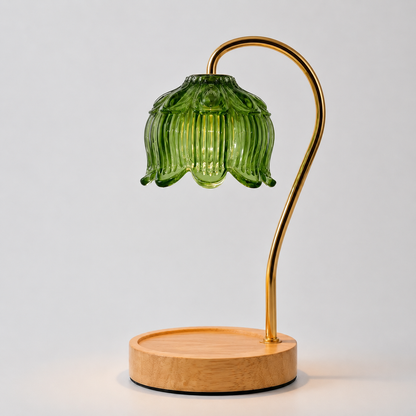 Dimmable Candle Warmer Lamp with Glass Petal Shade