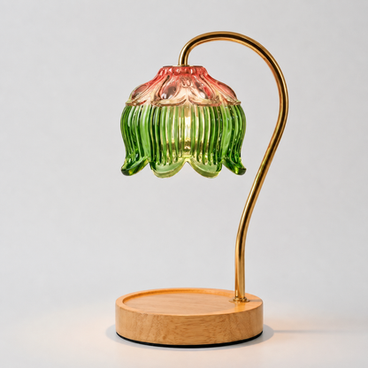 Dimmable Candle Warmer Lamp with Glass Petal Shade