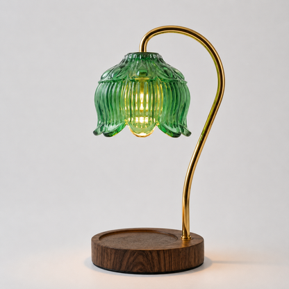 Dimmable Candle Warmer Lamp with Glass Petal Shade