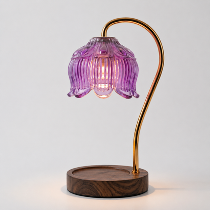 Dimmable Candle Warmer Lamp with Glass Petal Shade