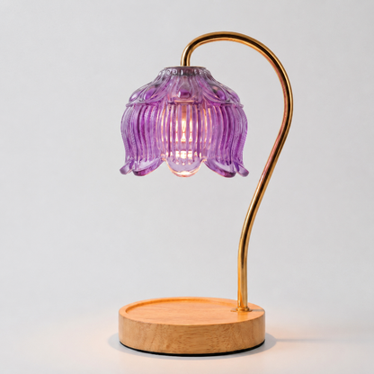 Dimmable Candle Warmer Lamp with Glass Petal Shade