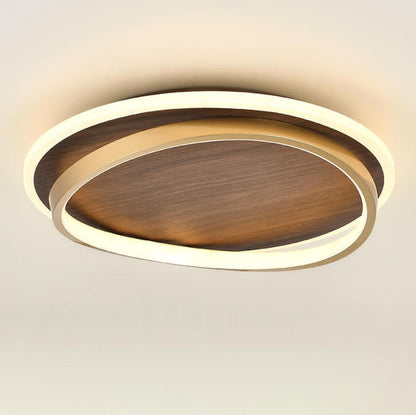 Dimmable LED Ceiling Light Walnut Finish Minimalist | Solvira