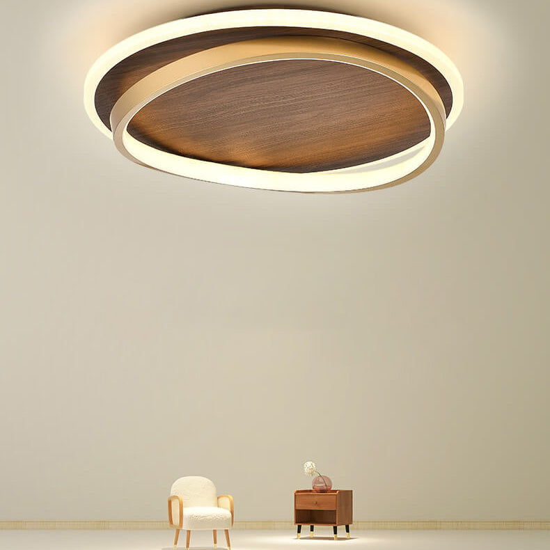 Dimmable LED Ceiling Light Walnut Finish Minimalist | Solvira