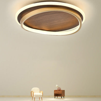Dimmable LED Ceiling Light Walnut Finish Minimalist | Solvira