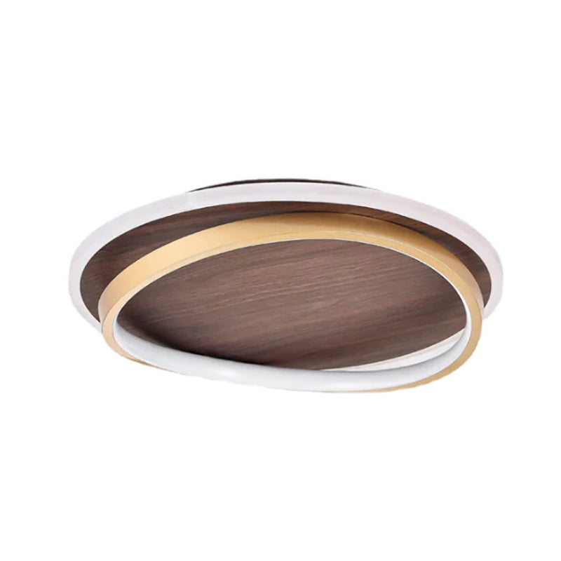 Dimmable LED Ceiling Light Walnut Finish Minimalist | Solvira