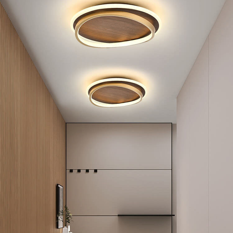 Dimmable LED Ceiling Light Walnut Finish Minimalist | Solvira