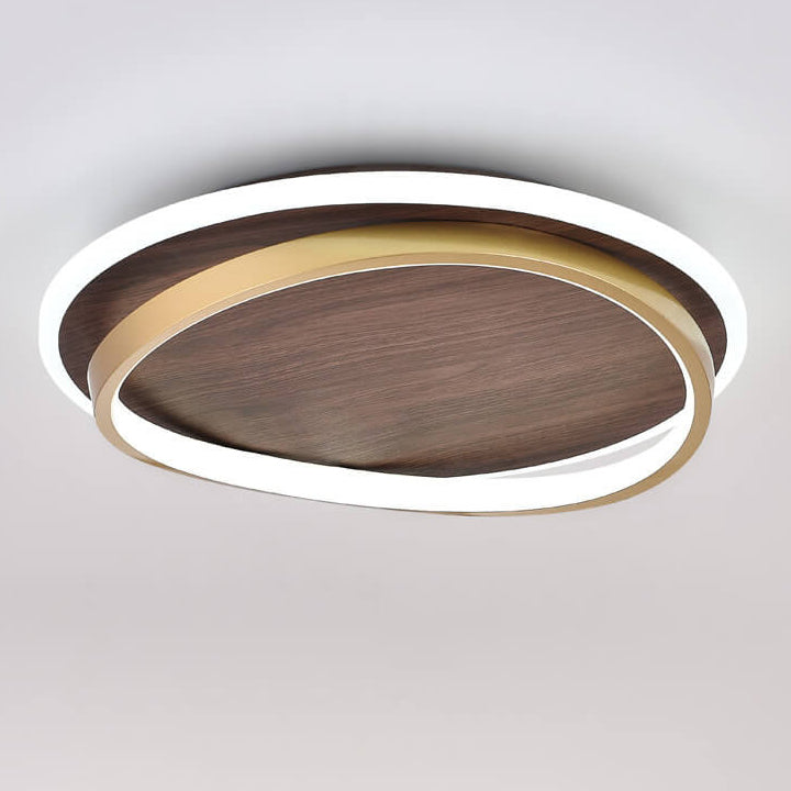 Dimmable LED Ceiling Light Walnut Finish Minimalist | Solvira