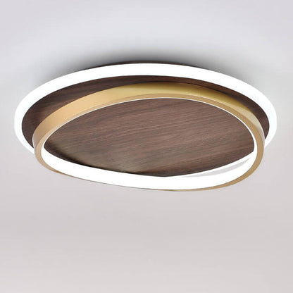 Dimmable LED Ceiling Light Walnut Finish Minimalist | Solvira