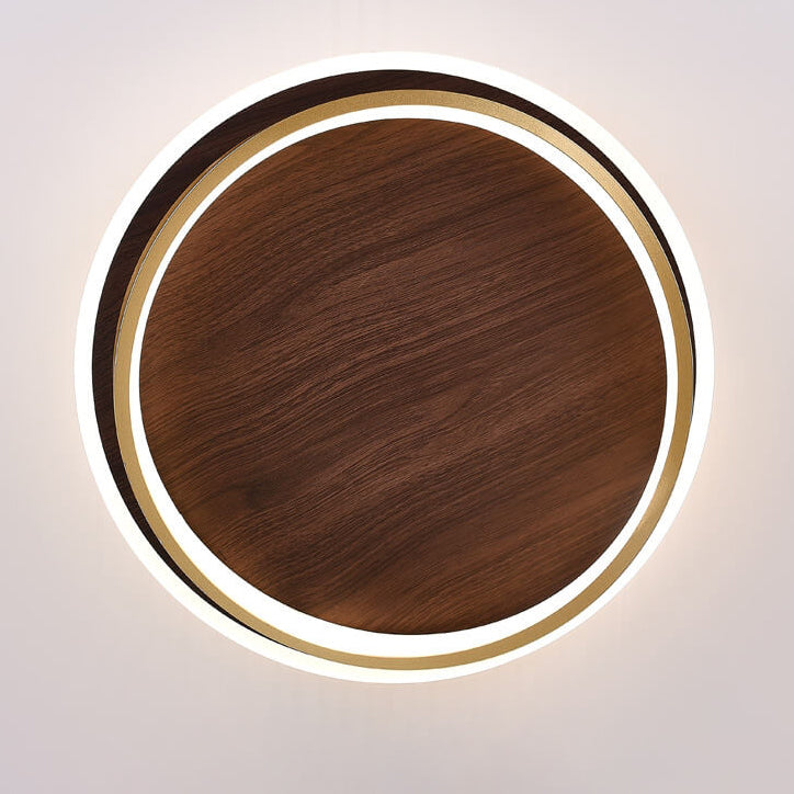 Dimmable LED Ceiling Light Walnut Finish Minimalist | Solvira