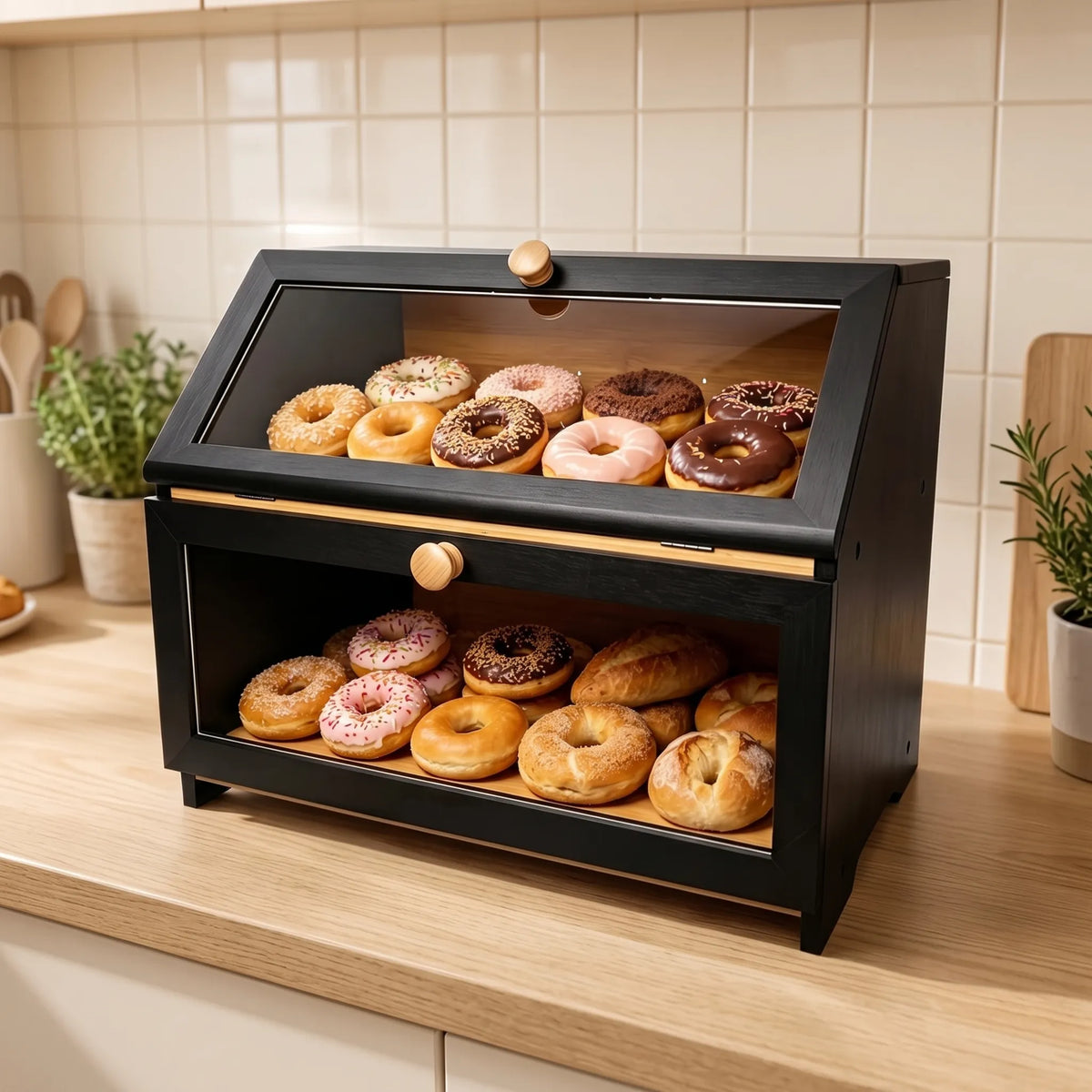 Double Layer Kitchen Counter Bread Box