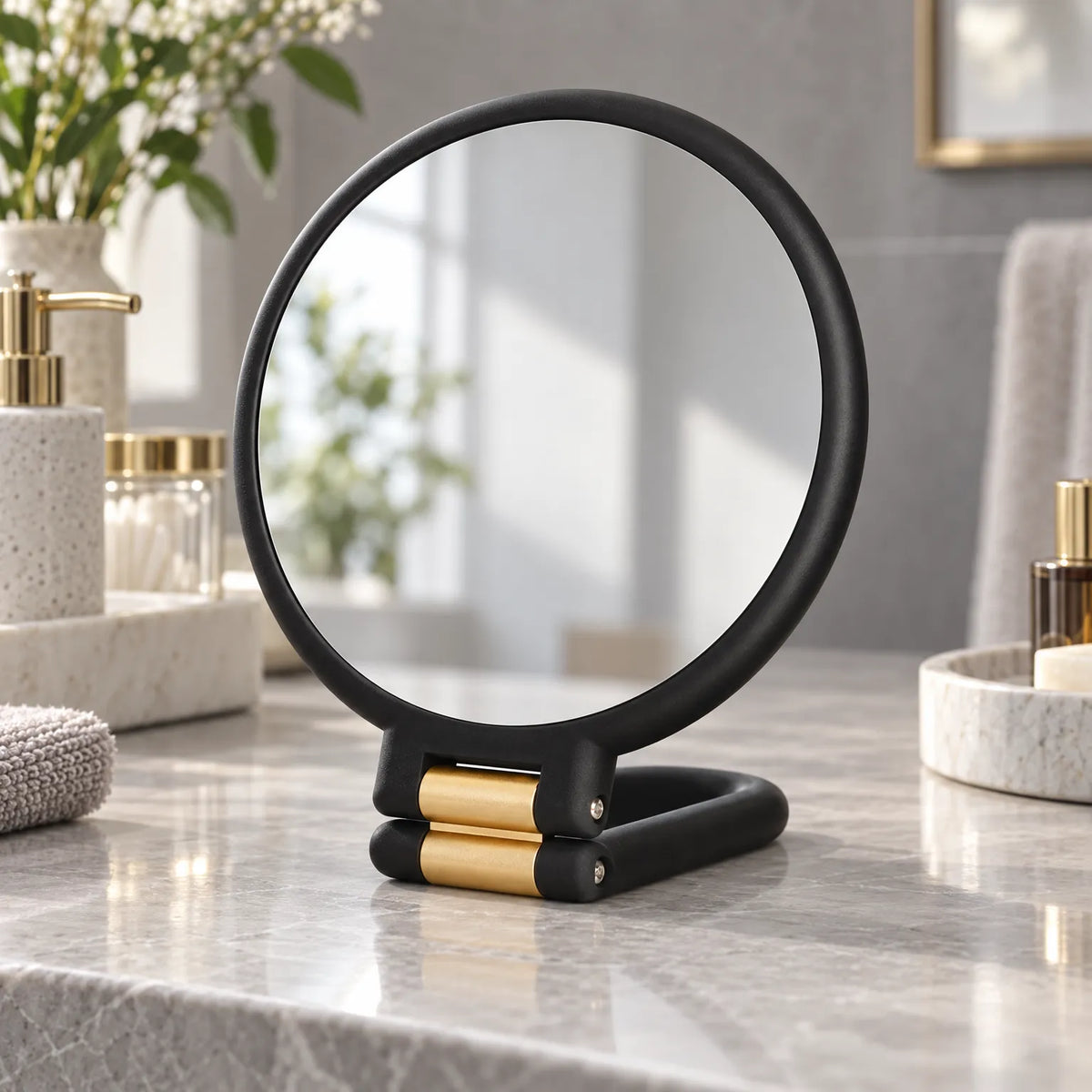 Double Sided Vanity Mirror with Foldable Stand