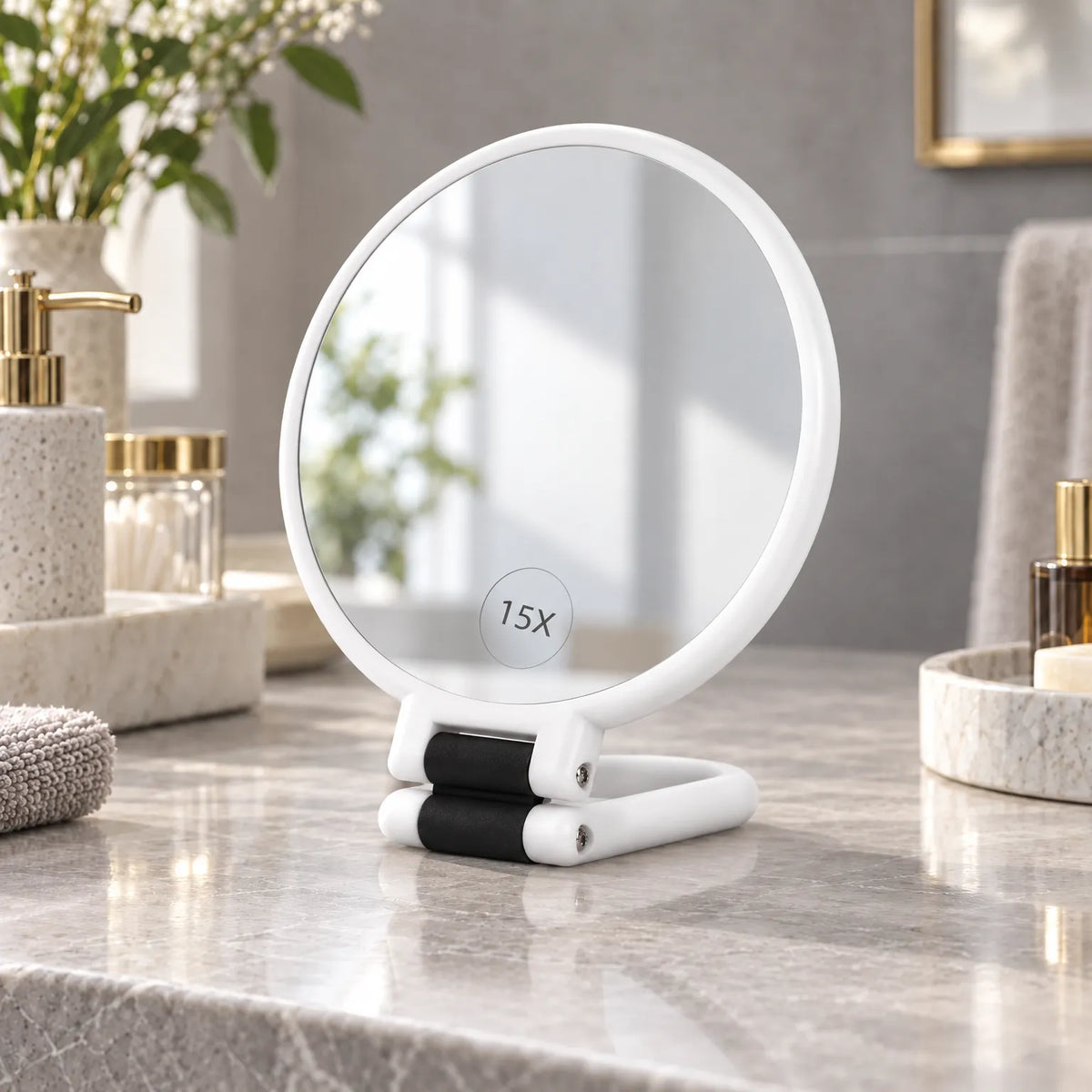 Double Sided Vanity Mirror with Foldable Stand