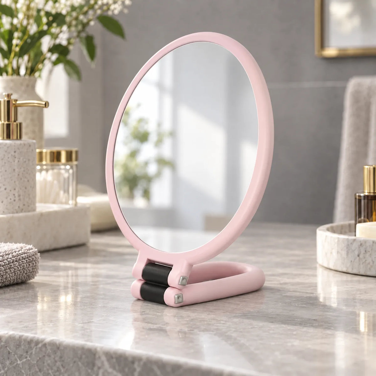 Double Sided Vanity Mirror with Foldable Stand