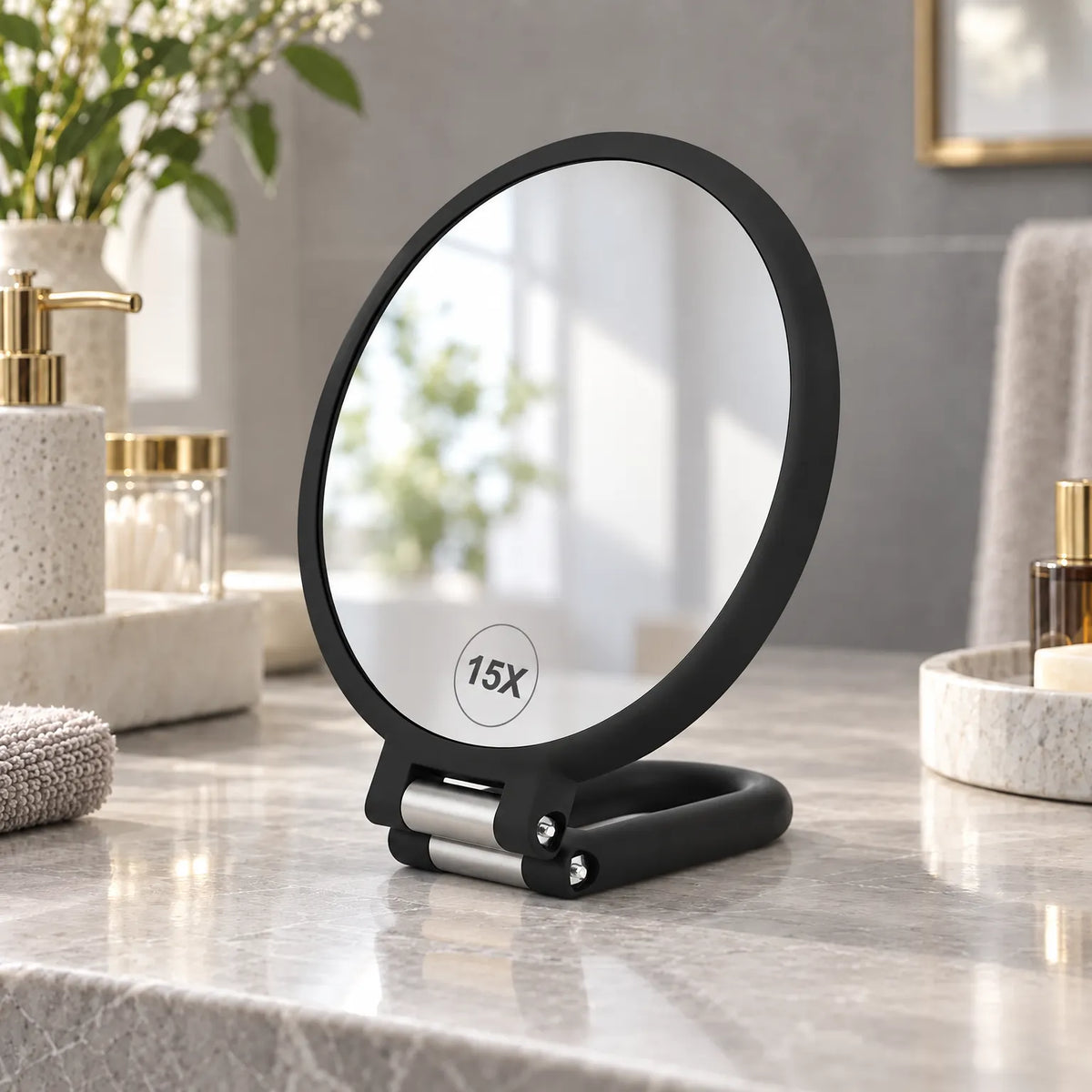 Double Sided Vanity Mirror with Foldable Stand