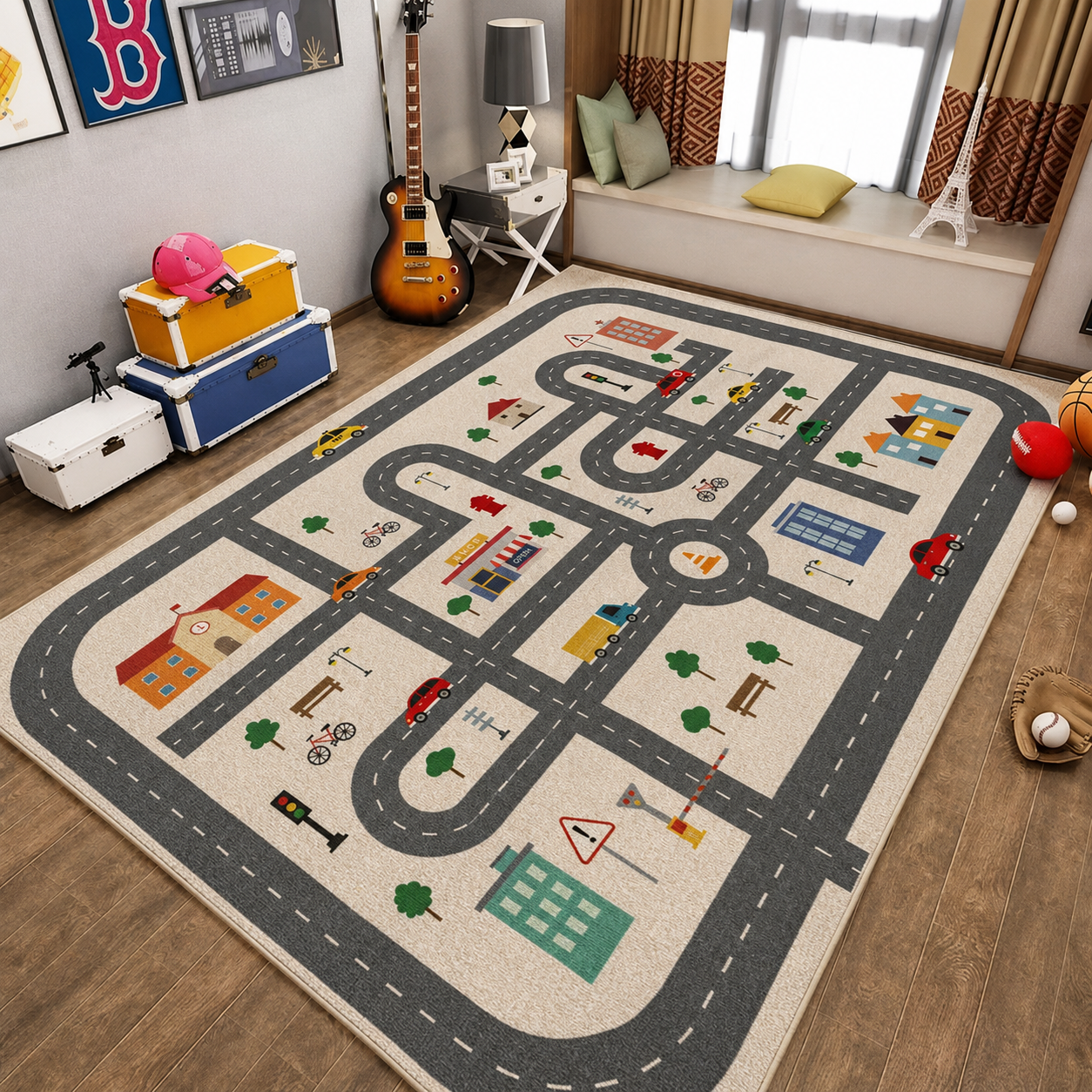 Educational Design Kids Play Mat Anti Slip Polyester | Velmuro
