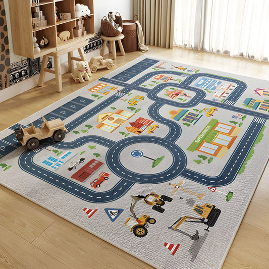 Educational Road Pattern Kids Play Mat Rug Polyester | Tavoral