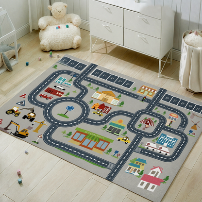 Educational Road Pattern Kids Play Mat Rug Polyester | Tavoral