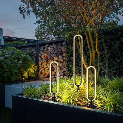 Elliptical Solar Ring Outdoor Path Light Metal Frame | Morvane