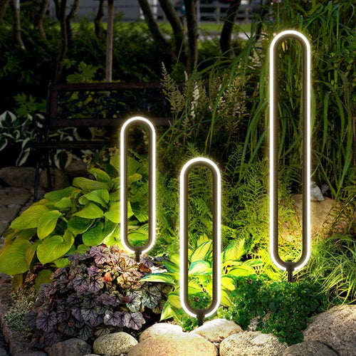 Elliptical Solar Ring Outdoor Path Light Metal Frame | Morvane