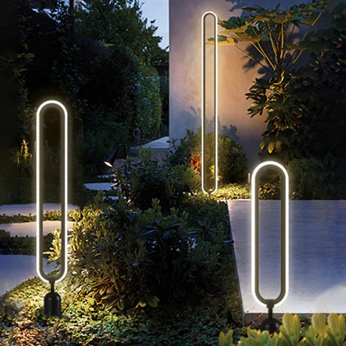 Elliptical Solar Ring Outdoor Path Light Metal Frame | Morvane