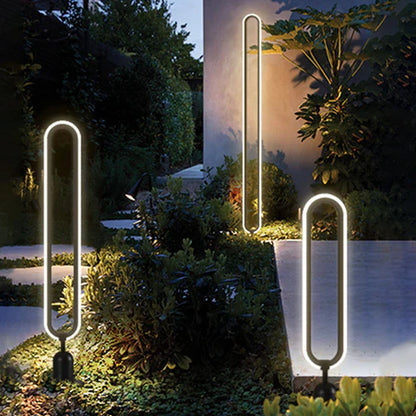 Elliptical Solar Ring Outdoor Path Light Metal Frame | Morvane