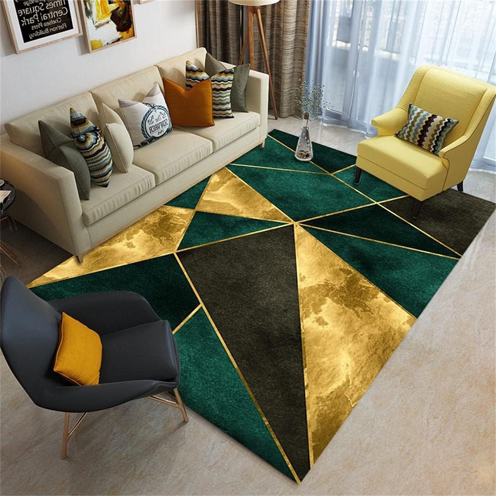 Emerald Tones Glam Abstract Pattern Polyester Rug | Mardova
